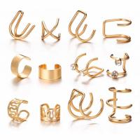 Zinc Alloy Earring Set plated 12 pieces & for woman & with rhinestone & hollow 10-90mm Sold By Set