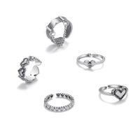 Zinc Alloy ring Set, forgyldt, forskellige stilarter for valg & for kvinde, Størrelse:5.5-6, Solgt af sæt