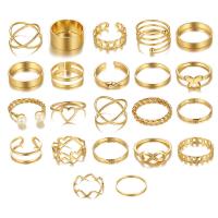 Zinc Alloy ring Set, med Plastic Pearl, forgyldt, justerbar & for kvinde, flere farver til valg, Størrelse:4-8, Solgt af sæt
