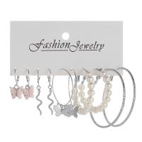 Zinc Alloy Earring Set with Plastic Pearl & Acrylic plated fashion jewelry & for woman 26-49mm Sold By Set