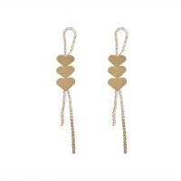 Tibetan Style Tassel Earring, Heart, gold color plated, fashion jewelry & for woman, 19x98mm, Sold By Pair