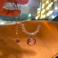 Tibetan Style Jewelry Necklace, with Glass, with 5.9cm extender chain, silver color plated, fashion jewelry & for woman, nickel, lead & cadmium free, Length:Approx 42.6 cm, Sold By PC