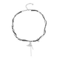 Collar de Acero Titanio, Partículas de acero, con 6cm extender cadena, Joyería & para mujer, longitud:aproximado 38.3 cm, Vendido por UD