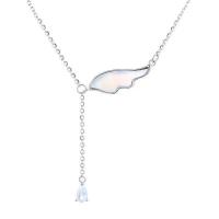 Zinc Alloy Jewelry Necklace with Shell with 5cm extender chain Wing Shape silver color plated fashion jewelry & for woman nickel lead & cadmium free Length Approx 38 cm Sold By PC