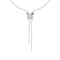 Zinc Alloy Jewelry Necklace with Titanium Steel silver color plated Adjustable & fashion jewelry & for woman nickel lead & cadmium free Length Approx 83.3 cm Sold By PC