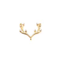 Brass Jewelry Connector, Antlers, 18K gold plated, DIY & micro pave cubic zirconia, golden, nickel, lead & cadmium free, 18.10x23.10mm, Sold By PC