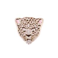 Tibetan Style Brooches, Leopard, gold color plated, for woman & with rhinestone, nickel, lead & cadmium free, 38x38mm, Sold By PC