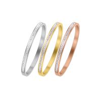 Titanium Steel Bracelet & Bangle, Vacuum Ion Plating, fashion jewelry & polished & different size for choice & micro pave cubic zirconia & for woman, more colors for choice, Sold By PC