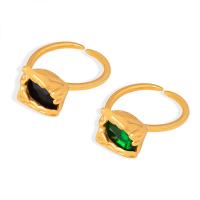 Titantium Steel δάχτυλο του δακτυλίου, Titanium Steel, με Πέτρα από γυαλί, κοσμήματα μόδας & για τη γυναίκα, περισσότερα χρώματα για την επιλογή, 18mm, Sold Με PC