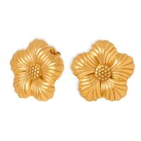 Titanium Steel  Earring, Flower, Vacuum Ion Plating, fashion jewelry & for woman, more colors for choice, 21x20mm, Sold By Pair