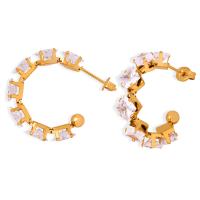 Boucle d'oreille Acier Titane, bijoux de mode & pour femme & avec zircone cubique, plus de couleurs à choisir, 20x27mm, Vendu par paire