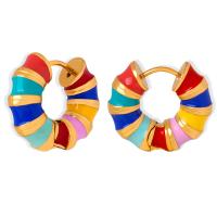 Boucle d'oreille Acier Titane, bijoux de mode & pour femme & émail, plus de couleurs à choisir, 20x18mm, Vendu par paire