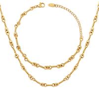 Brass Ensemble de bijoux, laiton, Placage de couleur d'or, bijoux de mode & styles différents pour le choix & pour femme, doré, Braceletuff1a16+5cm,Necklace:40+5cm, Vendu par PC