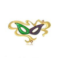 Zinc Alloy Brooches with Rhinestone Mask gold color plated fashion jewelry & Unisex & enamel mixed colors nickel lead & cadmium free Sold By PC