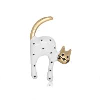 Zinc Alloy Brooches Cat gold color plated fashion jewelry & Unisex & enamel nickel lead & cadmium free Sold By PC