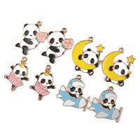 Tibetan Style Enamel Pendants, Panda, gold color plated, DIY & different styles for choice, more colors for choice, Approx 100PCs/Bag, Sold By Bag