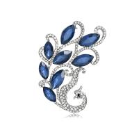 Tibetan Style Brooches, with Crystal & Rhinestone, Phoenix, silver color plated, fashion jewelry & for woman, more colors for choice, nickel, lead & cadmium free, 33x47mm, Sold By PC