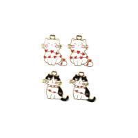 Tibetan Style Enamel Pendants, Cat, gold color plated, DIY & different styles for choice, more colors for choice, Approx 100PCs/Bag, Sold By Bag