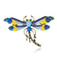 Zinc Alloy Brooches with Rhinestone Dragonfly gold color plated random style & fashion jewelry & for woman & enamel mixed colors nickel lead & cadmium free Sold By PC