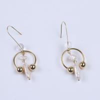 Freshwater Pearl Earrings with Zinc Alloy gold color plated fashion jewelry & for woman white 10-30mm Sold By Pair