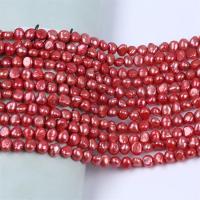 Barokowe koraliki z hodowlanych pereł słodowodnych, Perła naturalna słodkowodna, DIY, czerwony, 7-8mm, sprzedawane na około 36 cm Strand