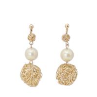 Messing Ohrstecker, mit Kunststoff Perlen, Modeschmuck & verschiedene Stile für Wahl & für Frau, frei von Nickel, Blei & Kadmium, verkauft von Paar