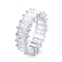 Cubique anneau en laiton Circonia Micro Pave, Placage, bijoux de mode & unisexe & pavé de micro zircon, plus de couleurs à choisir, protéger l'environnement, sans nickel, plomb et cadmium, Taille:7, Vendu par PC