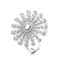 Cubique anneau en laiton Circonia Micro Pave, Placage, bijoux de mode & pavé de micro zircon & pour femme, plus de couleurs à choisir, protéger l'environnement, sans nickel, plomb et cadmium, Taille:7, Vendu par PC