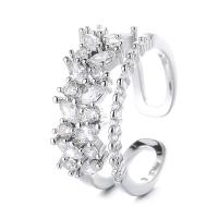 Cubique anneau en laiton Circonia Micro Pave, Placage, bijoux de mode & pavé de micro zircon & pour femme, plus de couleurs à choisir, protéger l'environnement, sans nickel, plomb et cadmium, Taille:7, Vendu par PC
