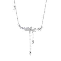 Cubic Zircon Micro Pave 925 Sterling Silver Necklace, with 1.97inch extender chain, fashion jewelry & micro pave cubic zirconia & for woman, nickel, lead & cadmium free, Length:Approx 15.74 Inch, Sold By PC