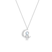 Cubic Zircon Micro Pave 925 Sterling Silver Necklace with Lampwork with 1.97inch extender chain fashion jewelry & for woman nickel lead & cadmium free Length Approx 15.74 Inch Sold By PC