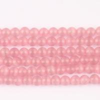 Perles de bijoux oeil de chat, Rond, poli, DIY, rose, 8mm, Environ 50PC/brin, Vendu par Environ 38 cm brin