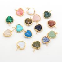 Gemstone Pendants Jewelry, Natural Stone, with Brass, Heart, gold color plated, DIY & different materials for choice, more colors for choice, 15x20mm, Sold By PC