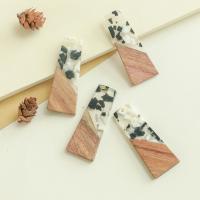 Wood Pendants, with Resin, Trapezium, DIY, 20x49mm, Approx 50PCs/Bag, Sold By Bag