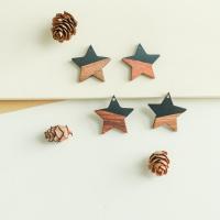 Wood Pendants, with Resin, Star, DIY, 28mm, Approx 50PCs/Bag, Sold By Bag