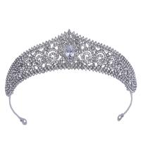 Bridal Tiaras Zinc Alloy silver color plated for woman & with rhinestone Sold By PC