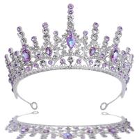 Bridal Tiaras Zinc Alloy with Amethyst silver color plated for woman & with rhinestone purple Sold By PC