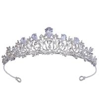 Bridal Tiaras Zinc Alloy with Cubic Zirconia silver color plated for woman Sold By PC