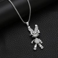 Zinc Alloy Jewelry Necklace with 304 Stainless Steel Chain Rabbit plated fashion jewelry & with rhinestone silver color nickel lead & cadmium free Length 70 cm Sold By PC