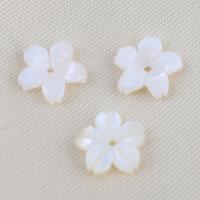 Natural White Shell Perler, Flower, du kan DIY, hvid, 9.60x1.90mm, Hole:Ca. 0.8mm, Solgt af PC