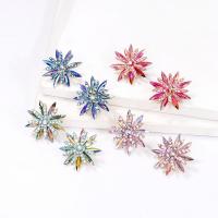 Zinc Alloy Stud Earring Snowflake fashion jewelry & for woman & with rhinestone nickel lead & cadmium free Sold By Pair