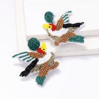 Zinc Alloy Stud Earring Seedbead Bird handmade fashion jewelry & for woman nickel lead & cadmium free Sold By Pair
