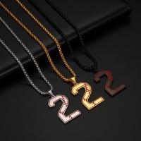 Stainless Steel Jewelry Necklace, 304 Stainless Steel, Number 2, plated, fashion jewelry & for man & enamel, more colors for choice, nickel, lead & cadmium free, Length:Approx 60 cm, Sold By PC