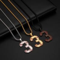 Stainless Steel Jewelry Necklace, 304 Stainless Steel, Number 3, plated, fashion jewelry & for man & enamel, more colors for choice, nickel, lead & cadmium free, Length:Approx 60 cm, Sold By PC