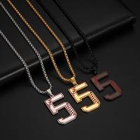 Stainless Steel Jewelry Necklace, 304 Stainless Steel, Number 5, plated, fashion jewelry & for man & enamel, more colors for choice, nickel, lead & cadmium free, Length:Approx 60 cm, Sold By PC