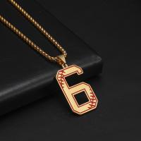 Stainless Steel Jewelry Necklace 304 Stainless Steel Number 6 plated fashion jewelry & for man & enamel nickel lead & cadmium free Length Approx 60 cm Sold By PC