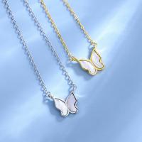 925 Sterling Silver Necklaces with White Shell with 5CM extender chain Butterfly plated for woman Length Approx 45 cm Sold By PC
