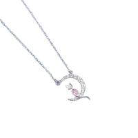 Cubic Zircon Micro Pave 925 Sterling Silver Necklace with 5CM extender chain Moon plated micro pave cubic zirconia & for woman Length Approx 45 cm Sold By PC