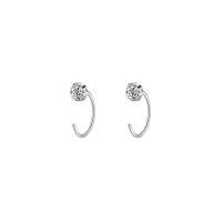 Cubic Zirconia Micro Pave Sterling Silver Earring, 925 Sterling Silver, plated, micro pave cubic zirconia & for woman, platinum color, 12mm, Sold By Pair
