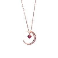 Cubic Zircon Micro Pave 925 Sterling Silver Necklace with 5CM extender chain Moon plated micro pave cubic zirconia & for woman Length Approx 45 cm Sold By PC